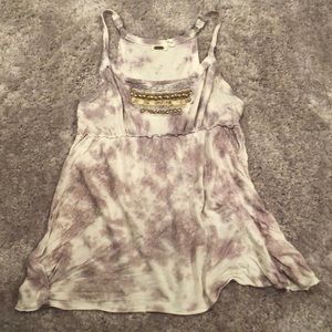 Tie die tank with gems and open back
